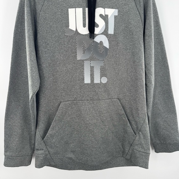 Nike Womens Hoodie Sweatshirt Dri Fit Just Do It Gray Funnel Neck Size‎ M - Picture 3 of 9